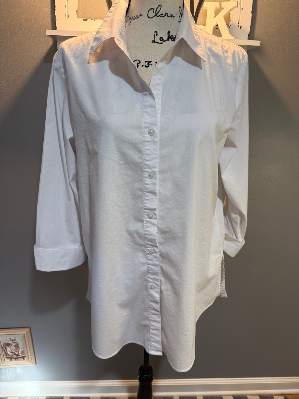 NEW DIRECTION LADIES WHITE BUTTON UP SHIRT SZ XL